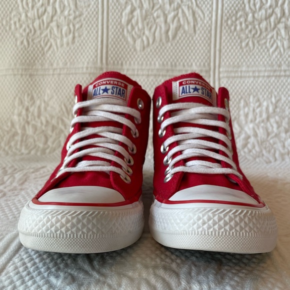 ❤️Converse❤️Chuck Taylor All Star Madison Mid-Top Sneakers Red White Valentines - Picture 4 of 11